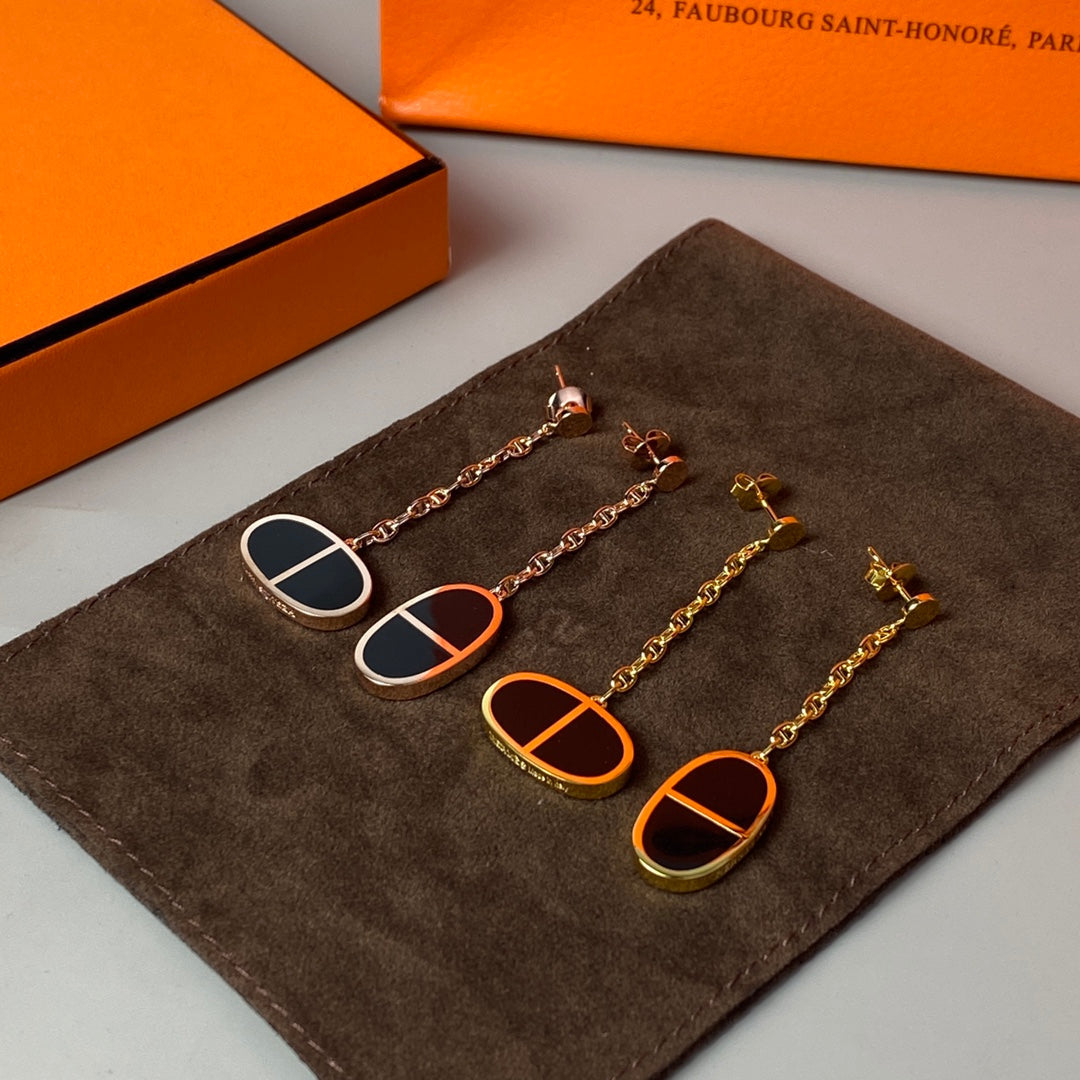 [Gaonasi]CHAINE VERSO BLACK CERAMIC EARRINGS