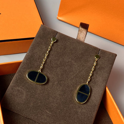 [Gaonasi]CHAINE VERSO BLACK CERAMIC EARRINGS