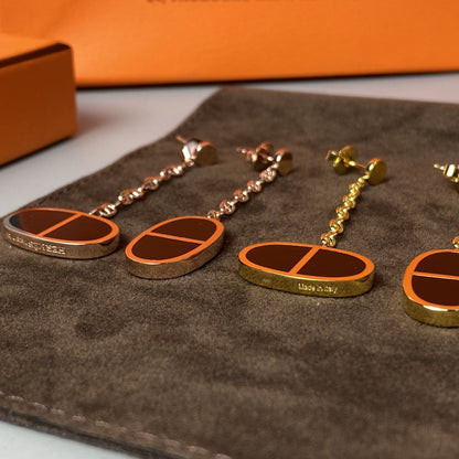 [Gaonasi]CHAINE VERSO BLACK CERAMIC EARRINGS