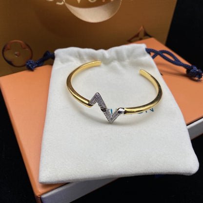 [Gaonasi]VOLTE UPSITE DOWN DIAMOND GOLD OPEN BRACELET