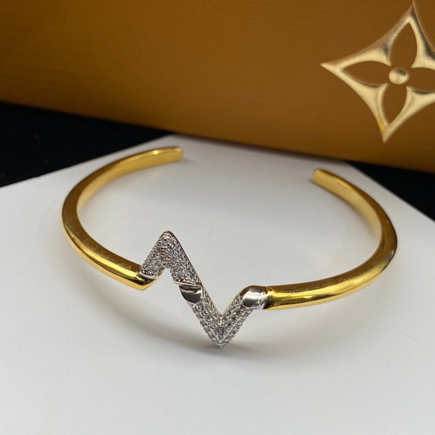 [Gaonasi]VOLTE UPSITE DOWN DIAMOND GOLD OPEN BRACELET