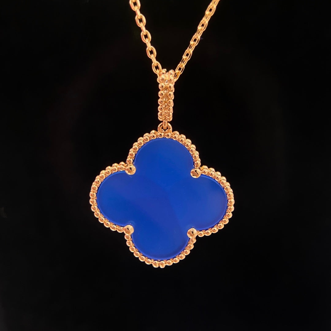 [Gaonasi]CLOVER 25MM NECKLACE TURQUOISE ROSE GOLD