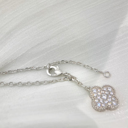 [Gaonasi]CLOVER 5 MOTIFS SILVER DIAMONDS NECKLACE