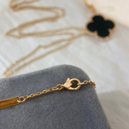 [Gaonasi]CLOVER 25MM NECKLACE GOLD ONYX