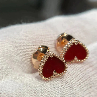[Gaonasi]HEART CARNELIAN STUD EARRINGS