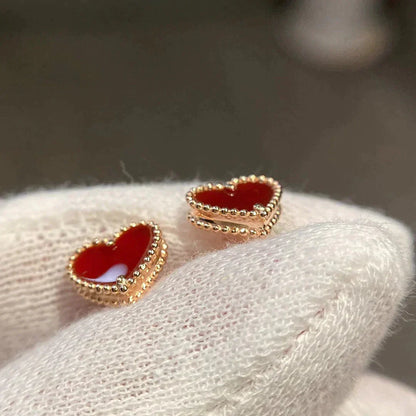 [Gaonasi]HEART CARNELIAN STUD EARRINGS
