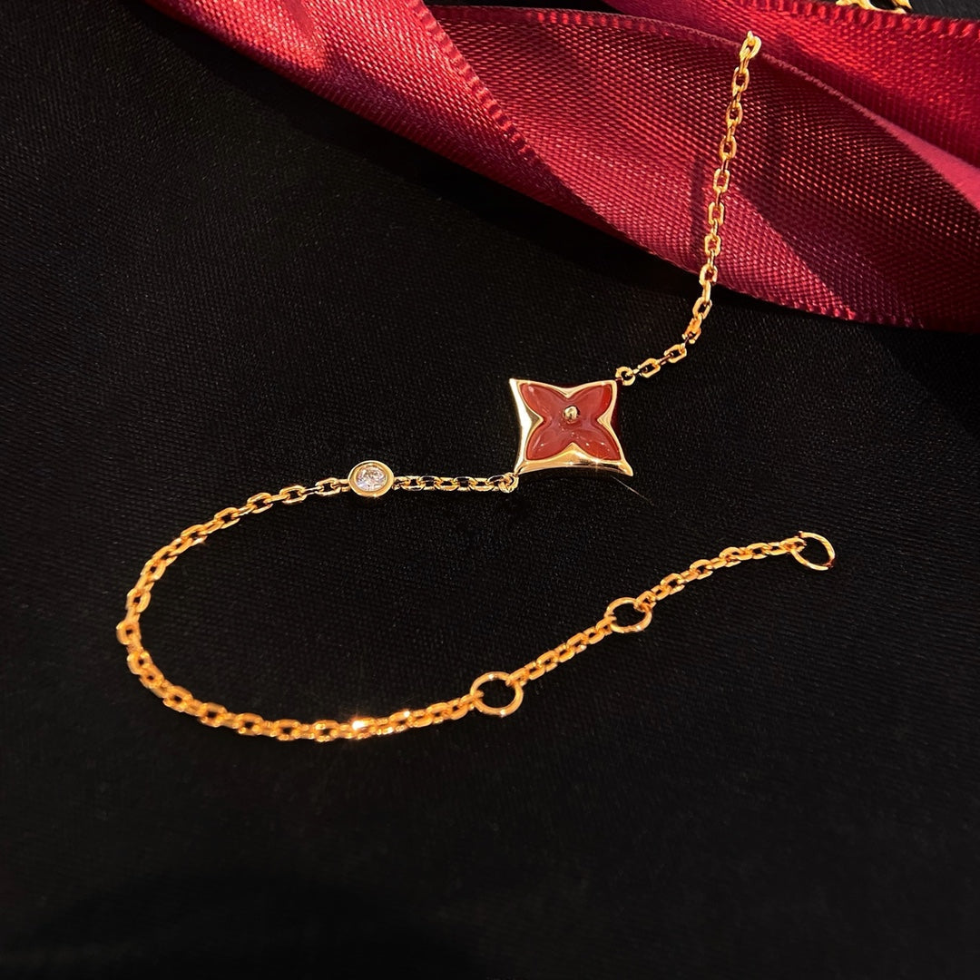 [Gaonasi]COLOR STAR CARNELIAN PINK GOLD DIAMOND BRACELET