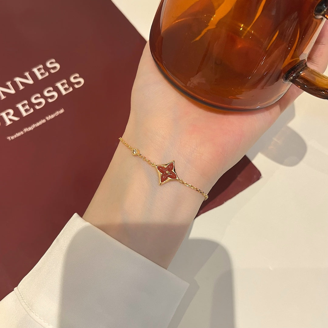 [Gaonasi]COLOR STAR CARNELIAN PINK GOLD DIAMOND BRACELET