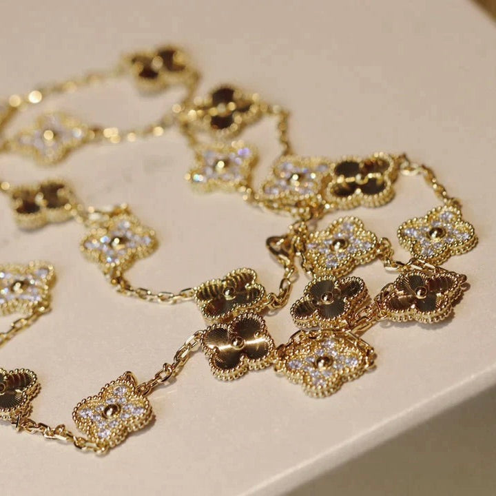 [Gaonasi]CLOVER 20 MOTIFS LASER DIAMOND NECKLACE