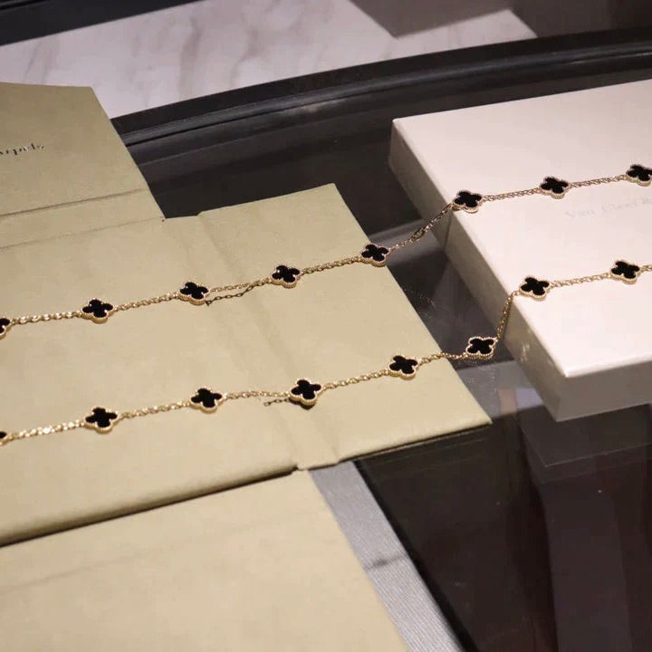 [Gaonasi]CLOVER 20 MOTIFS ONYX NECKLACE