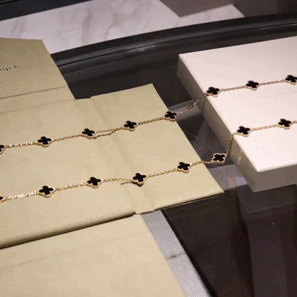[Gaonasi]CLOVER 20 MOTIFS ONYX NECKLACE