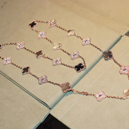 [Gaonasi]CLOVER 20 MOTIFS DARK MOP DIAMOND  NECKLACE