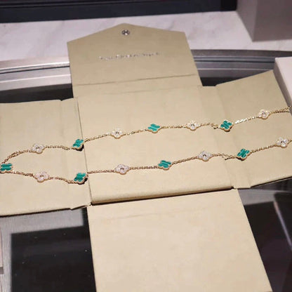 [Gaonasi]CLOVER 20 MOTIFS MALACHITE DIAMOND NECKLACE