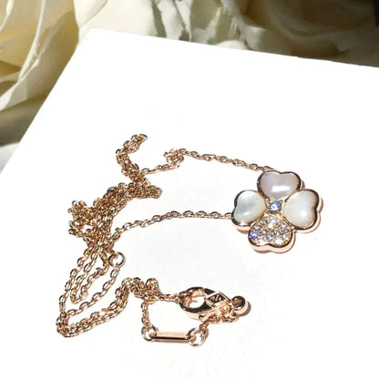 [Gaonasi]CLOVER MOP DIAMOND ROSE GOLD NECKLACE