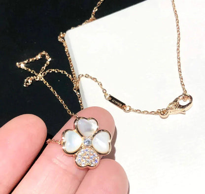 [Gaonasi]CLOVER MOP DIAMOND ROSE GOLD NECKLACE