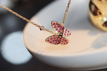 [Gaonasi]BUTTERFLY RED DIAMOND ROSE GOLD NECKLACE