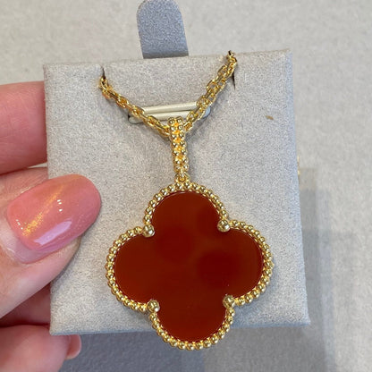 [Gaonasi]CLOVER 25MM NECKLACE GOLD CARNELIAN