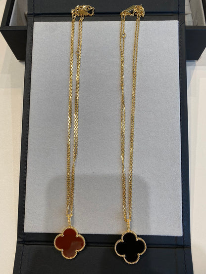 [Gaonasi]CLOVER 25MM NECKLACE GOLD CARNELIAN