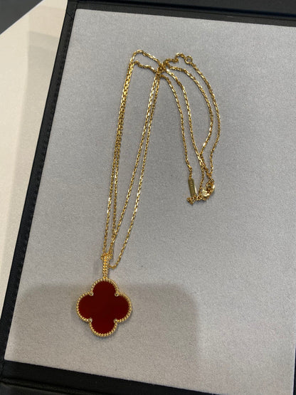 [Gaonasi]CLOVER 25MM NECKLACE GOLD CARNELIAN