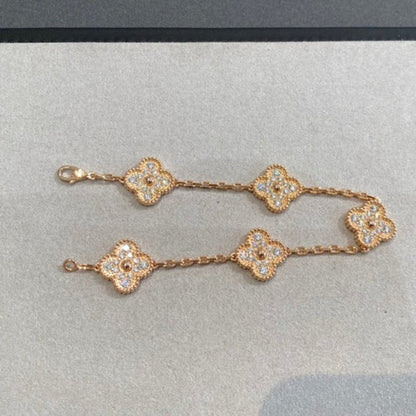 [Gaonasi] CLOVER 5 MOTIF FULL DIAMOND BRACELET COLLECTION