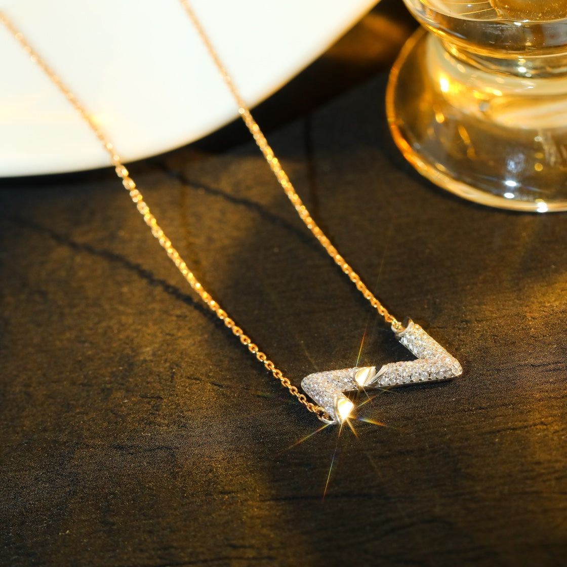 [Gaonasi]VOLT SILVER DIAMOND PEDANT NECKLACE