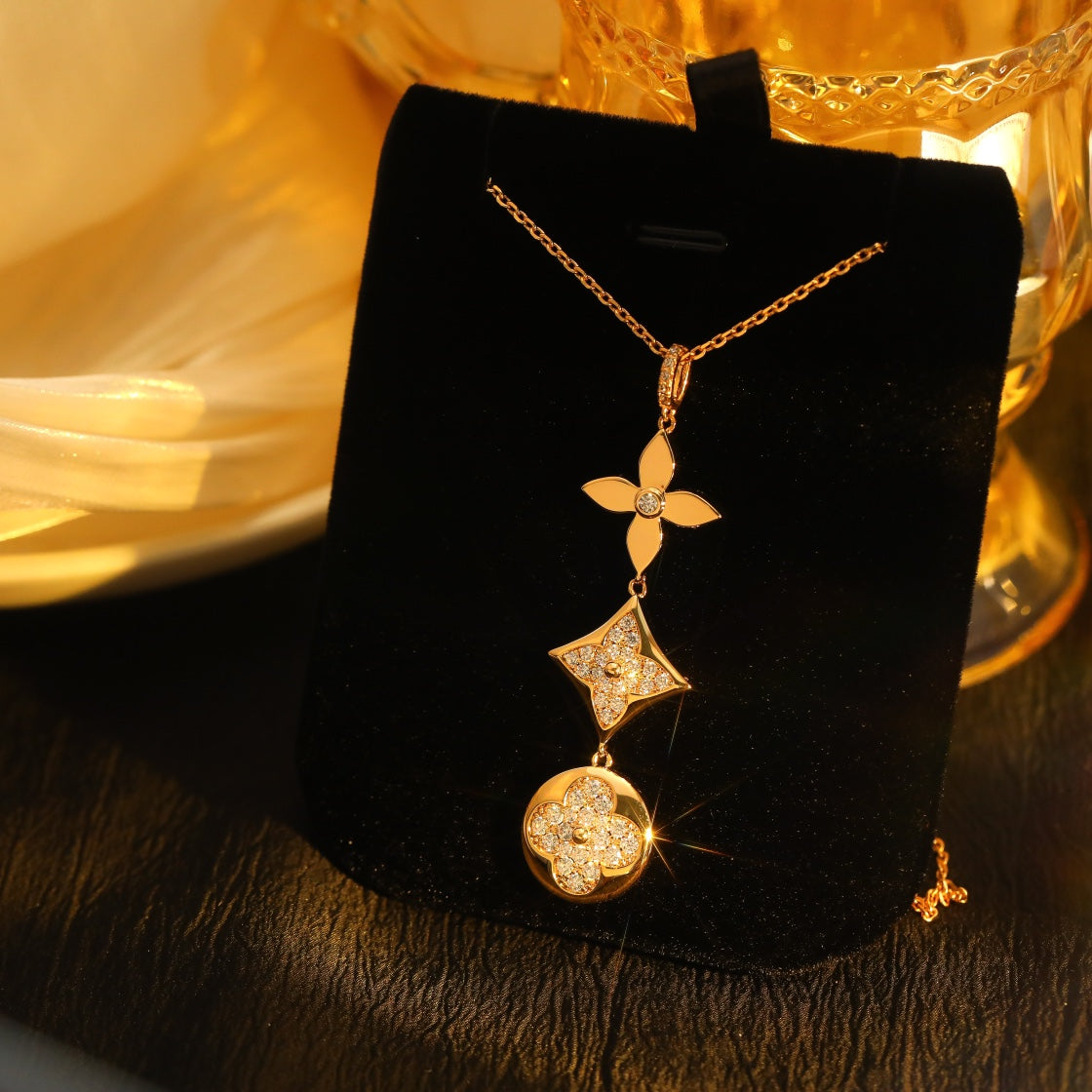 [Gaonasi]STAR AND SUN DIAMOND PINK GOLD NECKLACE