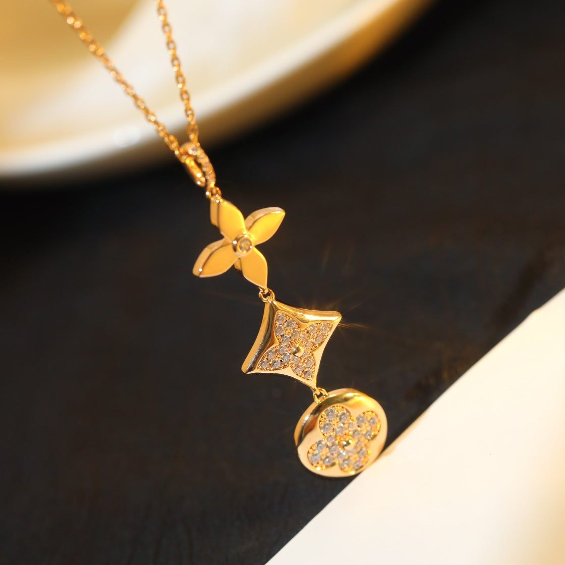 [Gaonasi]STAR AND SUN DIAMOND PINK GOLD NECKLACE
