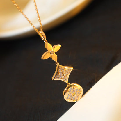 [Gaonasi]STAR AND SUN DIAMOND PINK GOLD NECKLACE