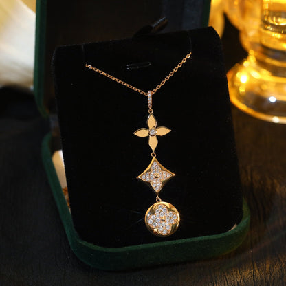 [Gaonasi]STAR AND SUN DIAMOND PINK GOLD NECKLACE