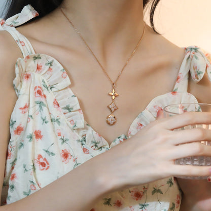 [Gaonasi]STAR AND SUN DIAMOND PINK GOLD NECKLACE