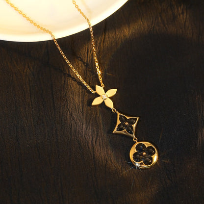 [Gaonasi]STAR AND SUN ONYX PINK GOLD NECKLACE