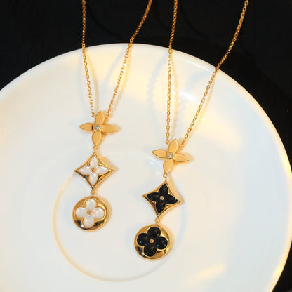 [Gaonasi]STAR AND SUN ONYX PINK GOLD NECKLACE
