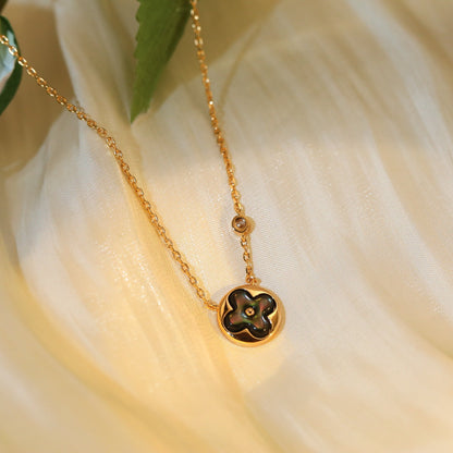 [Gaonasi]SUN PEDANT PINK GOLD 1 DIAMOND NECKLACE