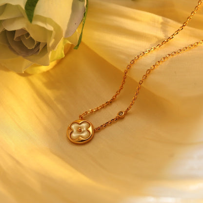 [Gaonasi]SUN PEDANT PINK GOLD 1 DIAMOND NECKLACE