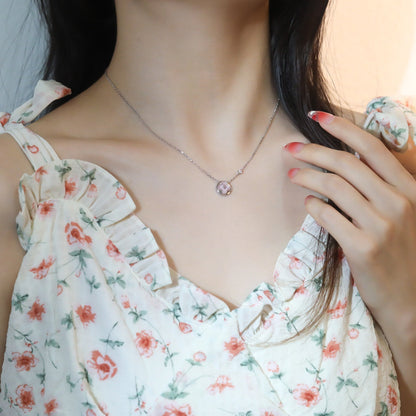 [Gaonasi]SUN PEDANT PINK GOLD 1 DIAMOND NECKLACE