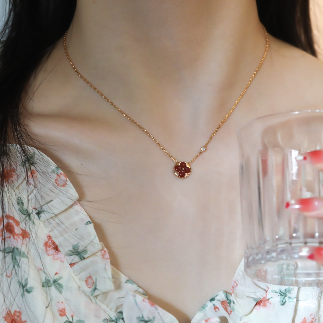[Gaonasi]SUN PEDANT PINK GOLD 1 DIAMOND NECKLACE