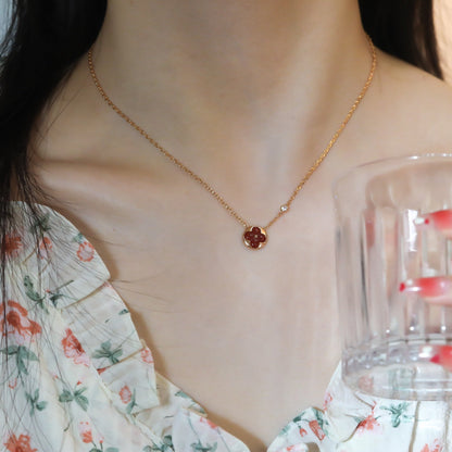 [Gaonasi]SUN PEDANT PINK GOLD 1 DIAMOND NECKLACE