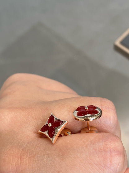 [Gaonasi]STAR AND SUN PINK GOLD CARNELIAN STUD EARRINGS