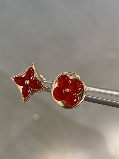 [Gaonasi]STAR AND SUN PINK GOLD CARNELIAN STUD EARRINGS