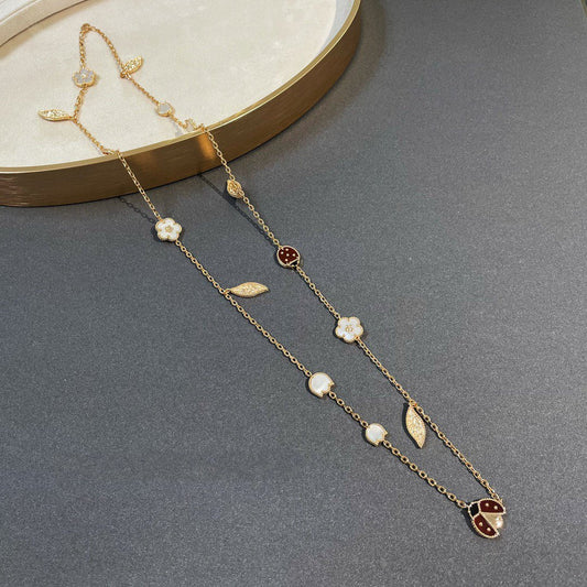 [Gaonasi]LUCKY SPRING 15 MOTIFS GOLD NECKLACE