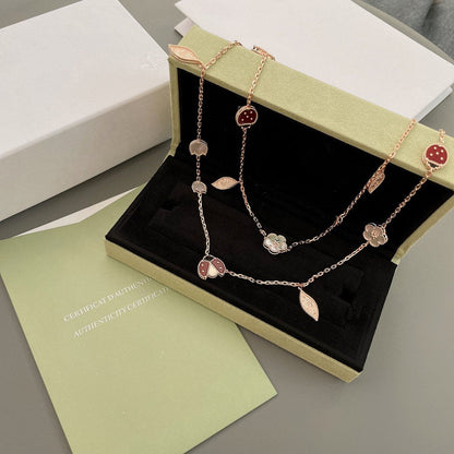 [Gaonasi]LUCKY SPRING 15 MOTIFS ROSE GOLD NECKLACE
