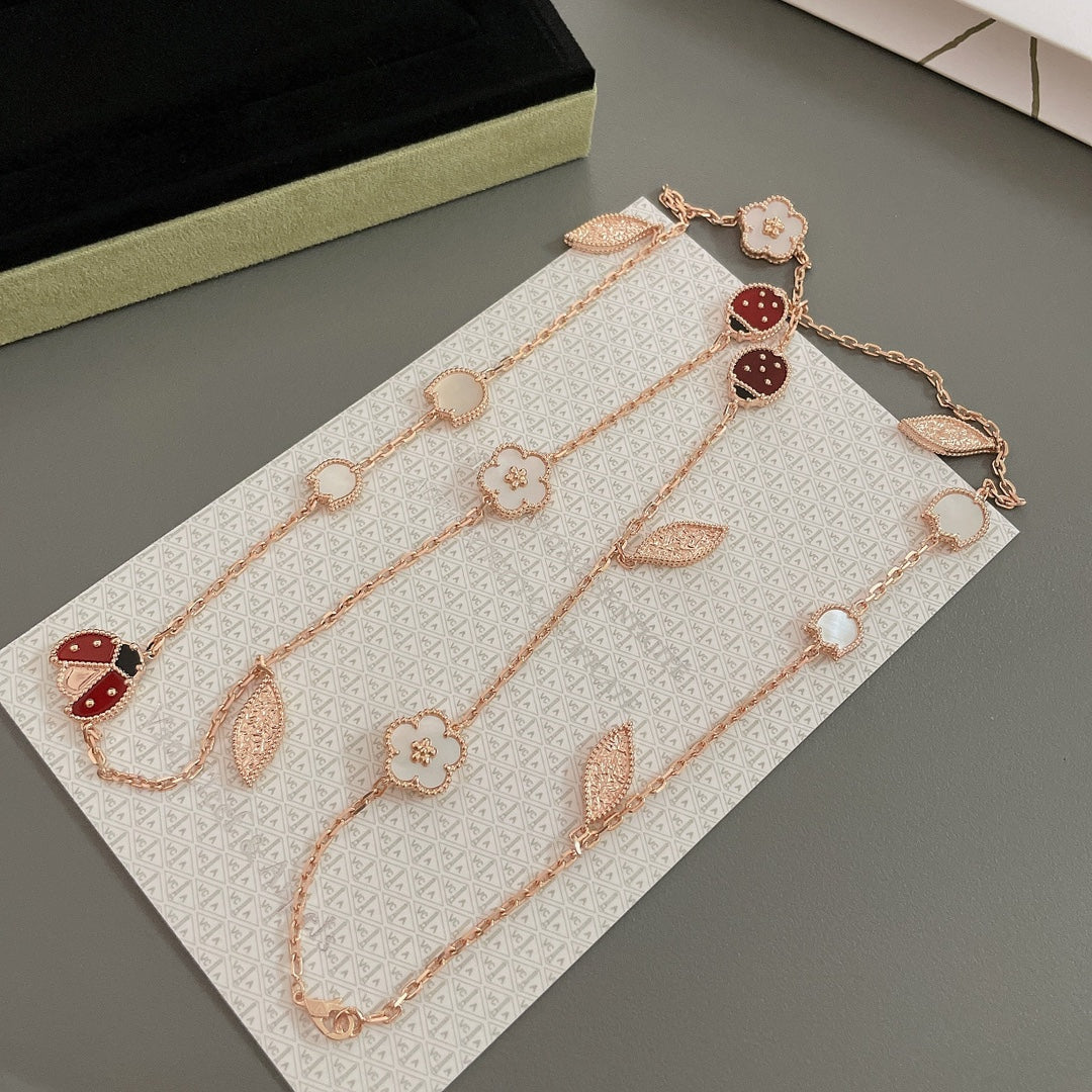 [Gaonasi]LUCKY SPRING 15 MOTIFS ROSE GOLD NECKLACE