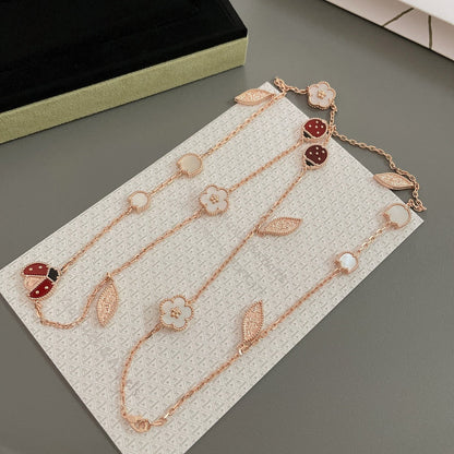[Gaonasi]LUCKY SPRING 15 MOTIFS ROSE GOLD NECKLACE