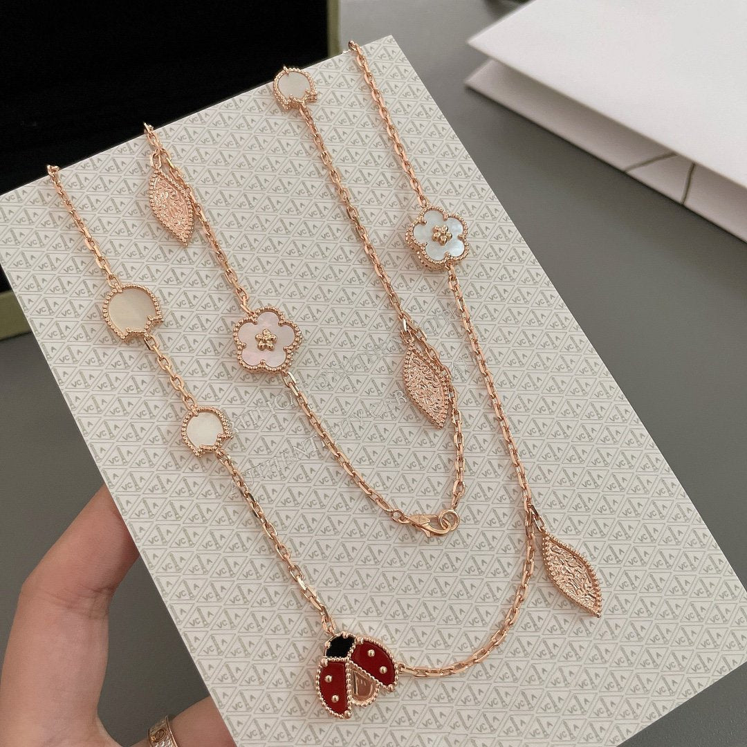 [Gaonasi]LUCKY SPRING 15 MOTIFS ROSE GOLD NECKLACE