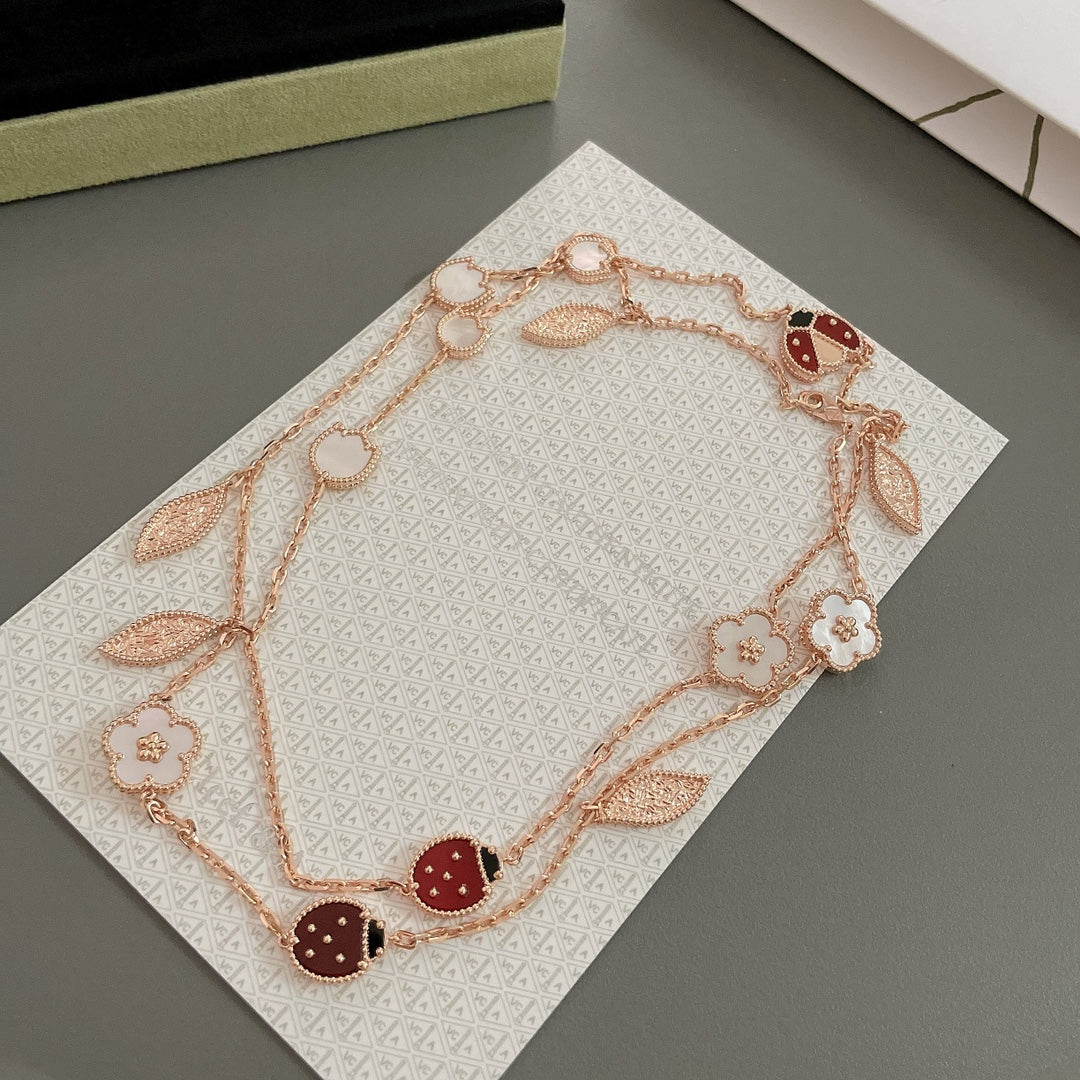 [Gaonasi]LUCKY SPRING 15 MOTIFS ROSE GOLD NECKLACE