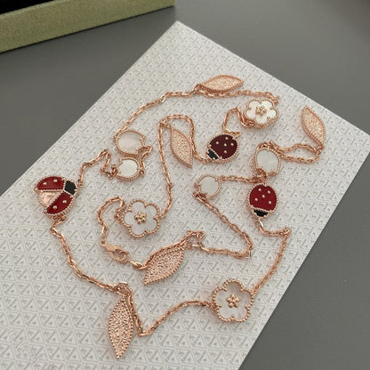 [Gaonasi]LUCKY SPRING 15 MOTIFS ROSE GOLD NECKLACE