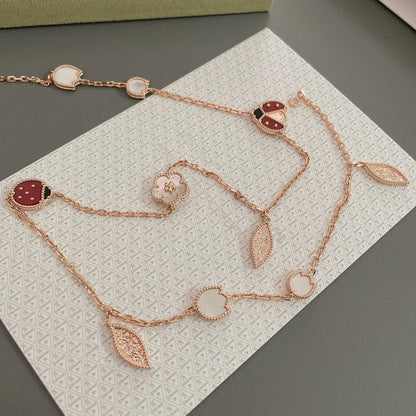 [Gaonasi]LUCKY SPRING 15 MOTIFS ROSE GOLD NECKLACE