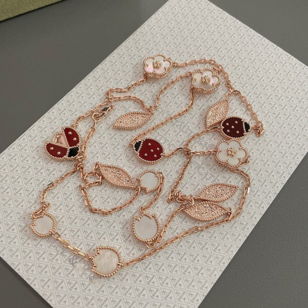 [Gaonasi]LUCKY SPRING 15 MOTIFS ROSE GOLD NECKLACE