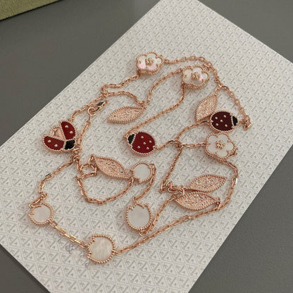 [Gaonasi]LUCKY SPRING 15 MOTIFS ROSE GOLD NECKLACE
