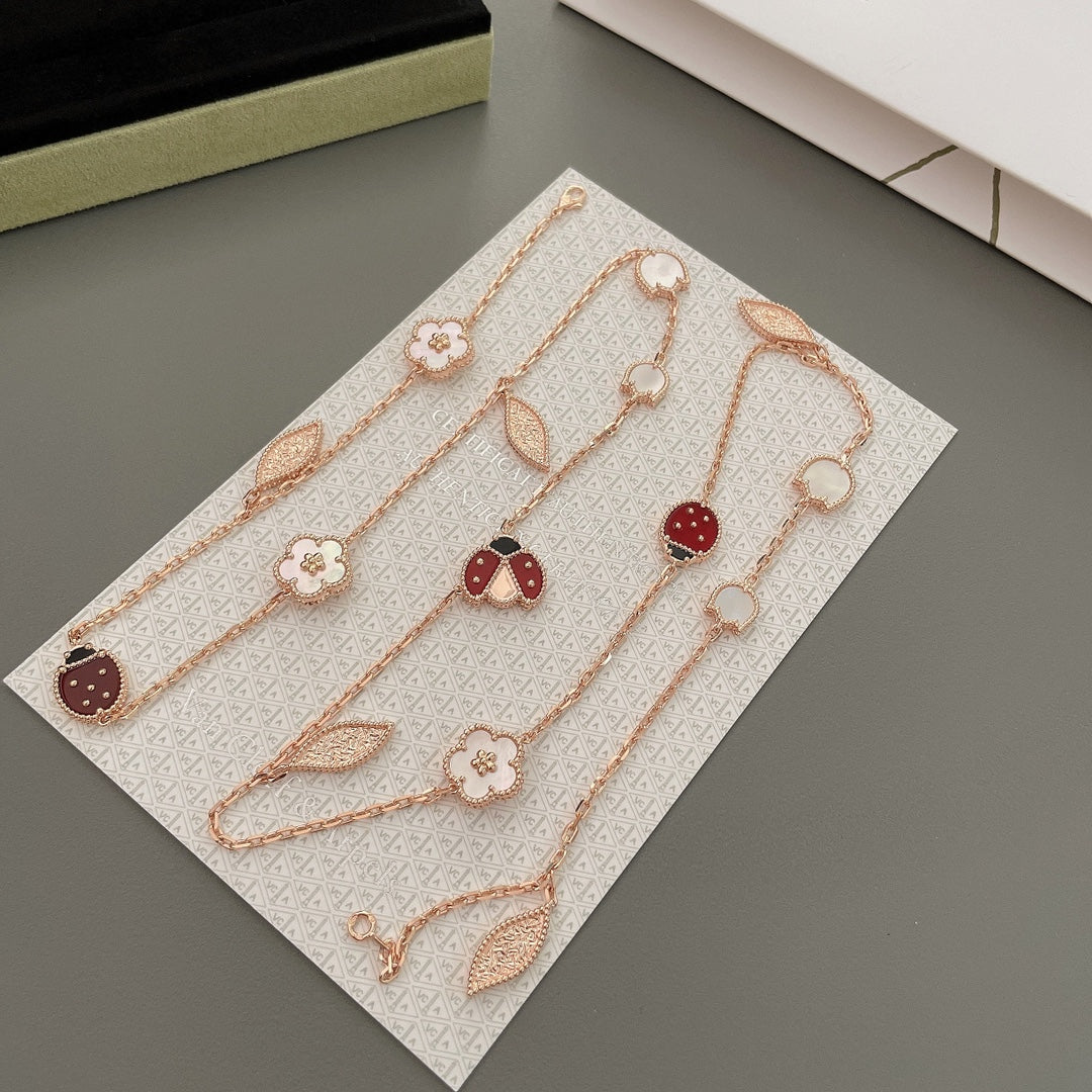 [Gaonasi]LUCKY SPRING 15 MOTIFS ROSE GOLD NECKLACE